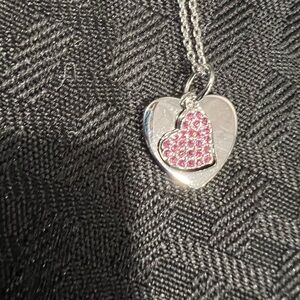 Pink heart shaped necklace made exclusively with Swarovski crystals